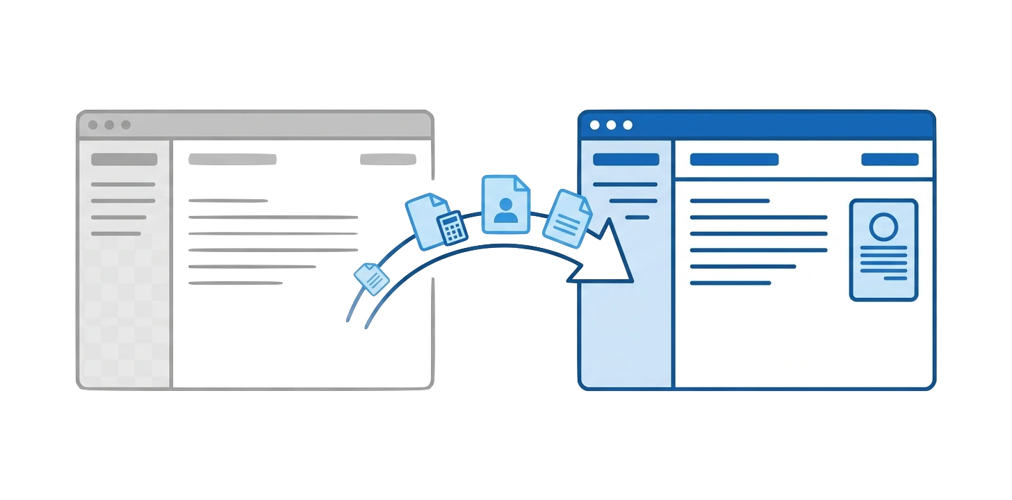 Data migration from legacy software to dvorce.ca